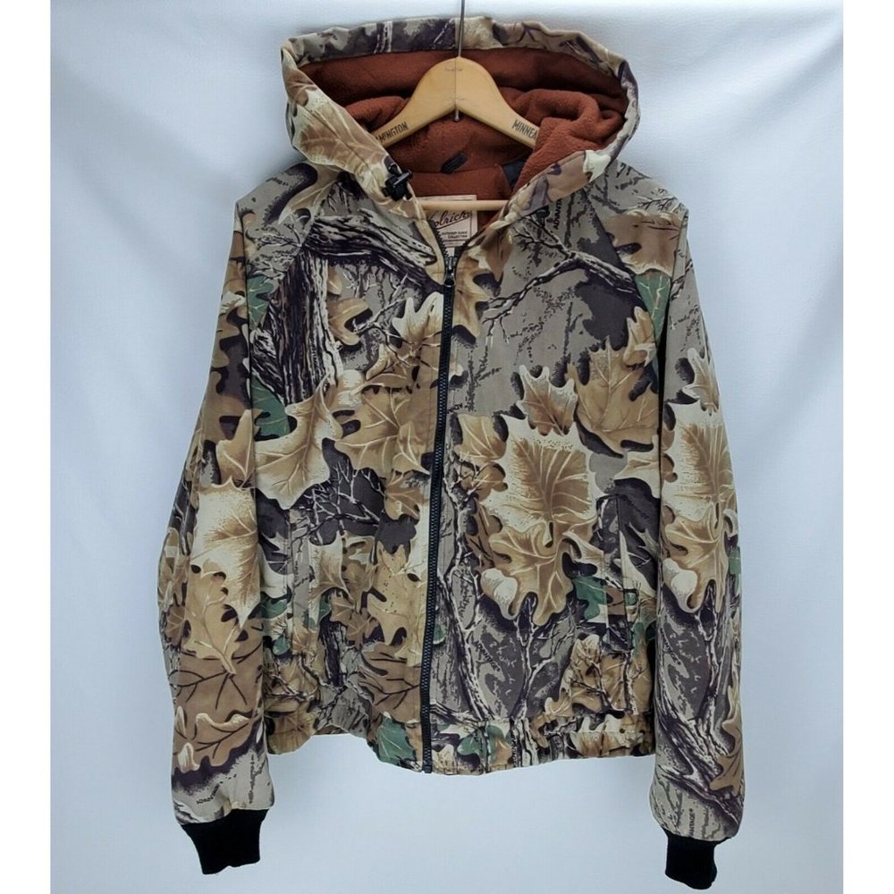 Vintage Woolrich Advantage Oak Camo Microfiber Full Zip Sweatshirt Light Coat L